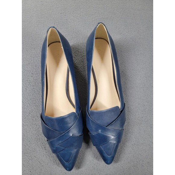 Cole Haan Shoes Womens Size 10 Blue Pointed Toe Block Heel Loafer Pump W15158 - Picture 1 of 13